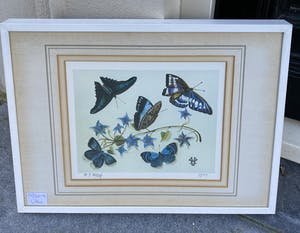 Hans Verhoef - A8341-4, Stilleven met blauwpaarse vlinders kopen? Bied vanaf 75!