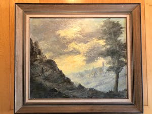 Kees van Ameijden - Uitkijkend over een dorpsgezicht - Olieverf op doek, Ingelijst kopen? Bied vanaf 120!