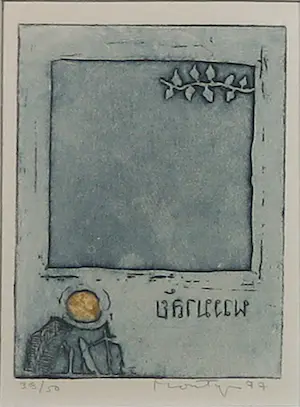 Jan Montyn - Ets op papier, Geen titel - Ingelijst kopen? Bied vanaf 1!