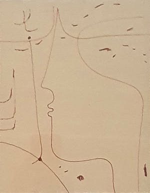 Theo van der Nahmer - Abstract hoofd | Tekening kopen? Bied vanaf 55!