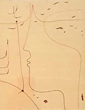 Theo van der Nahmer - Abstract hoofd | Tekening verkocht voor € 55!
