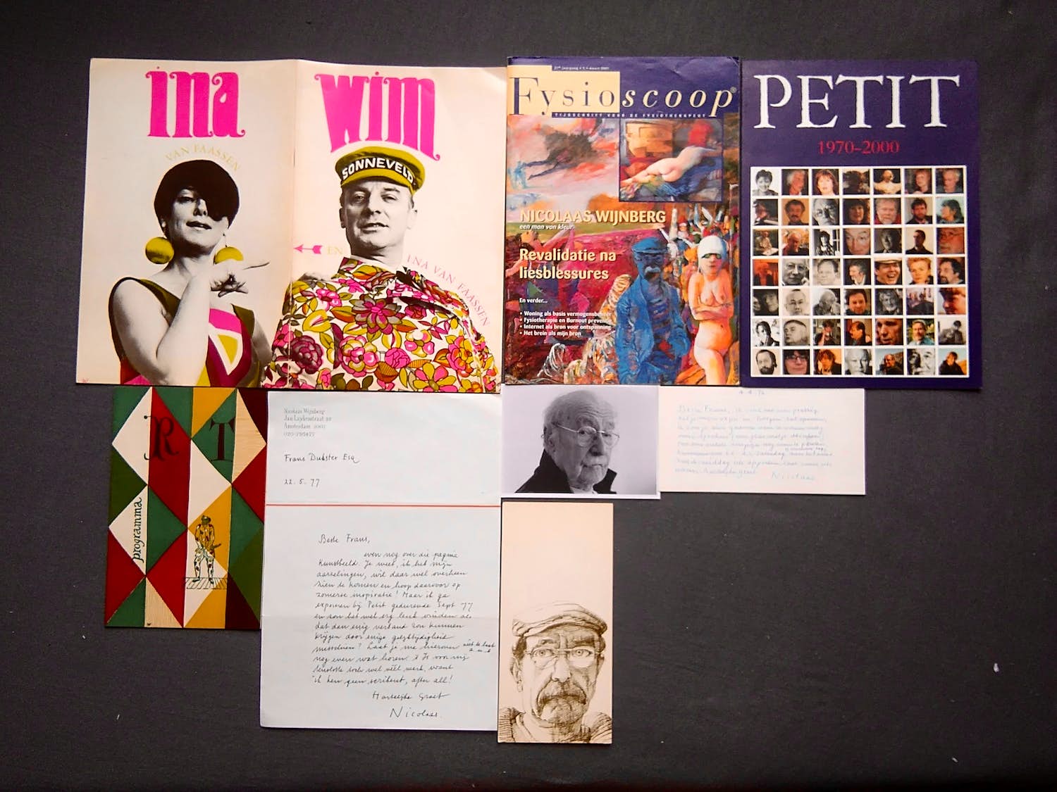 Nicolaas Wijnberg - Bibliofiele collectie o.a 3 x handgesigneerde kaart en lithografische omslag. verkocht voor € 50!