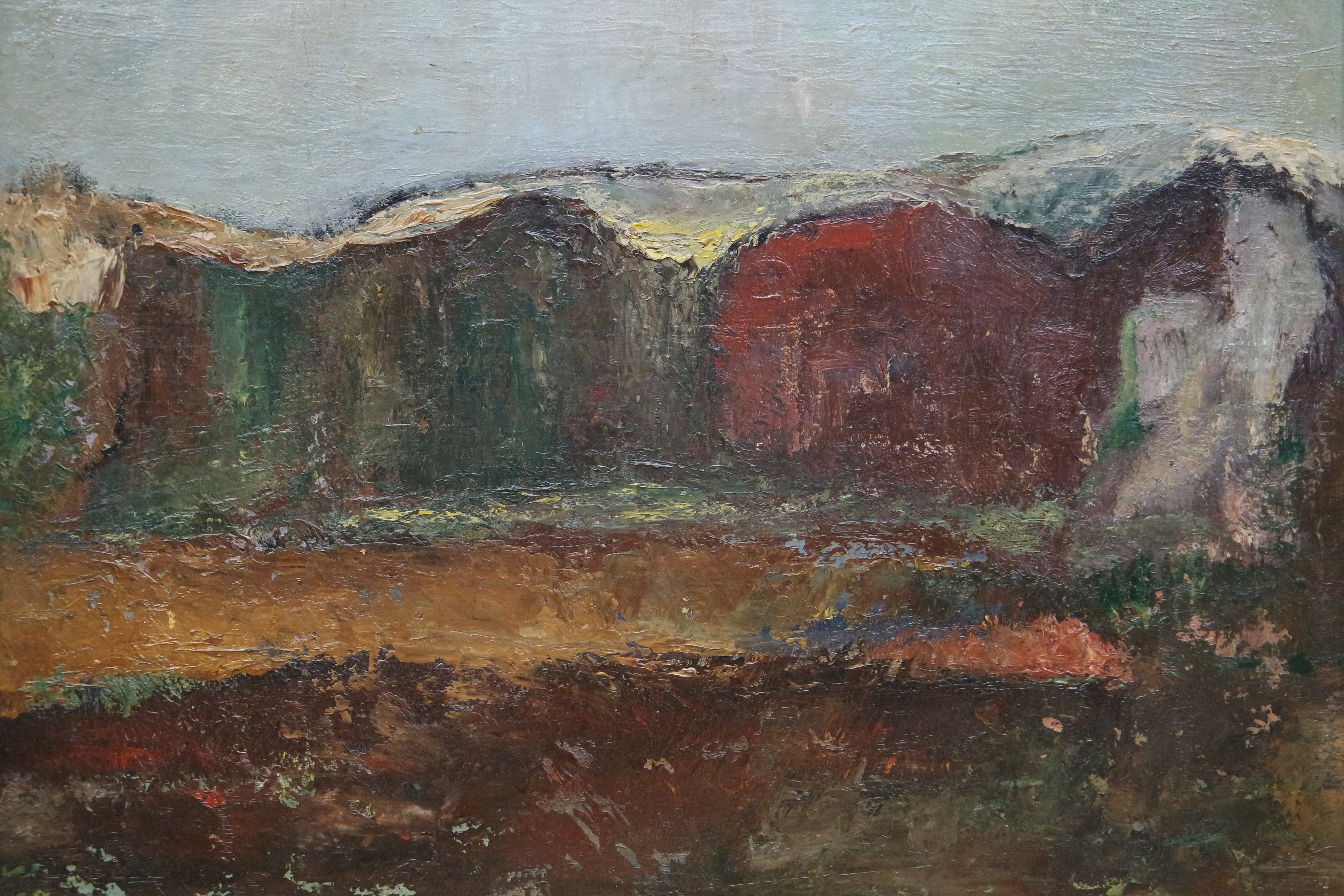 Jan Visser - olieverf op board - landschap verkocht voor € 55!