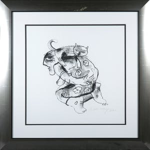 Henk Vierveijzer - Houtskool, Zonder titel - Ingelijst kopen? Bied vanaf 100!