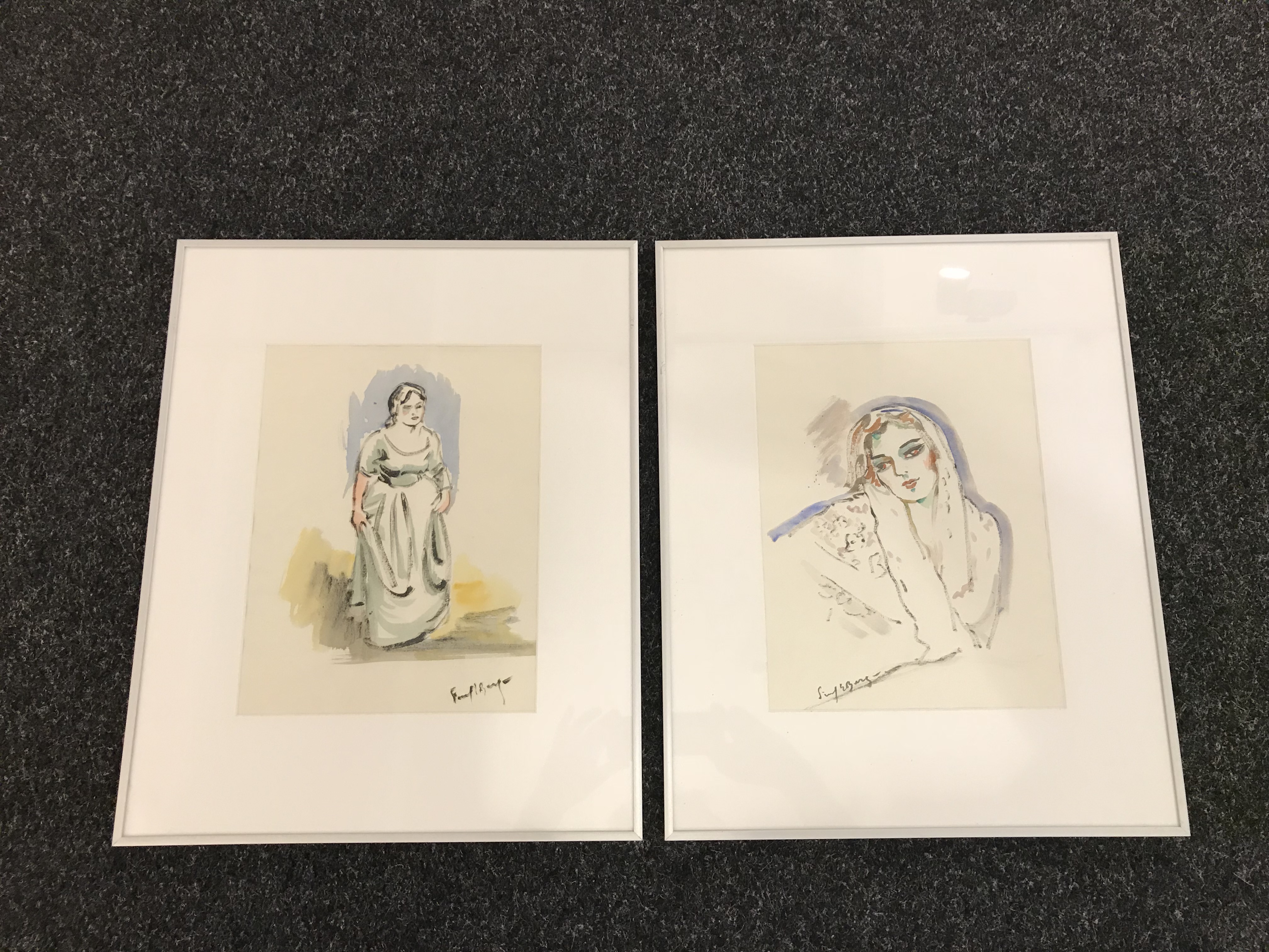 Freek van den Berg - 2 x Aquarel met lijst. kopen? Bied vanaf 199!
