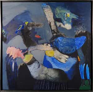 Michel van Overbeeke - Gemengde techniek op doek, Zonder titel - Ingelijst verkocht voor € 600!