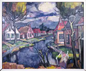 Harmen Klaas Post - Olieverf op board, De Dwarsgracht - Ingelijst verkocht voor € 200!