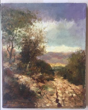 Simon Duiker - olieverf op doek - berkenboom op de heide kopen? Bied vanaf 135!