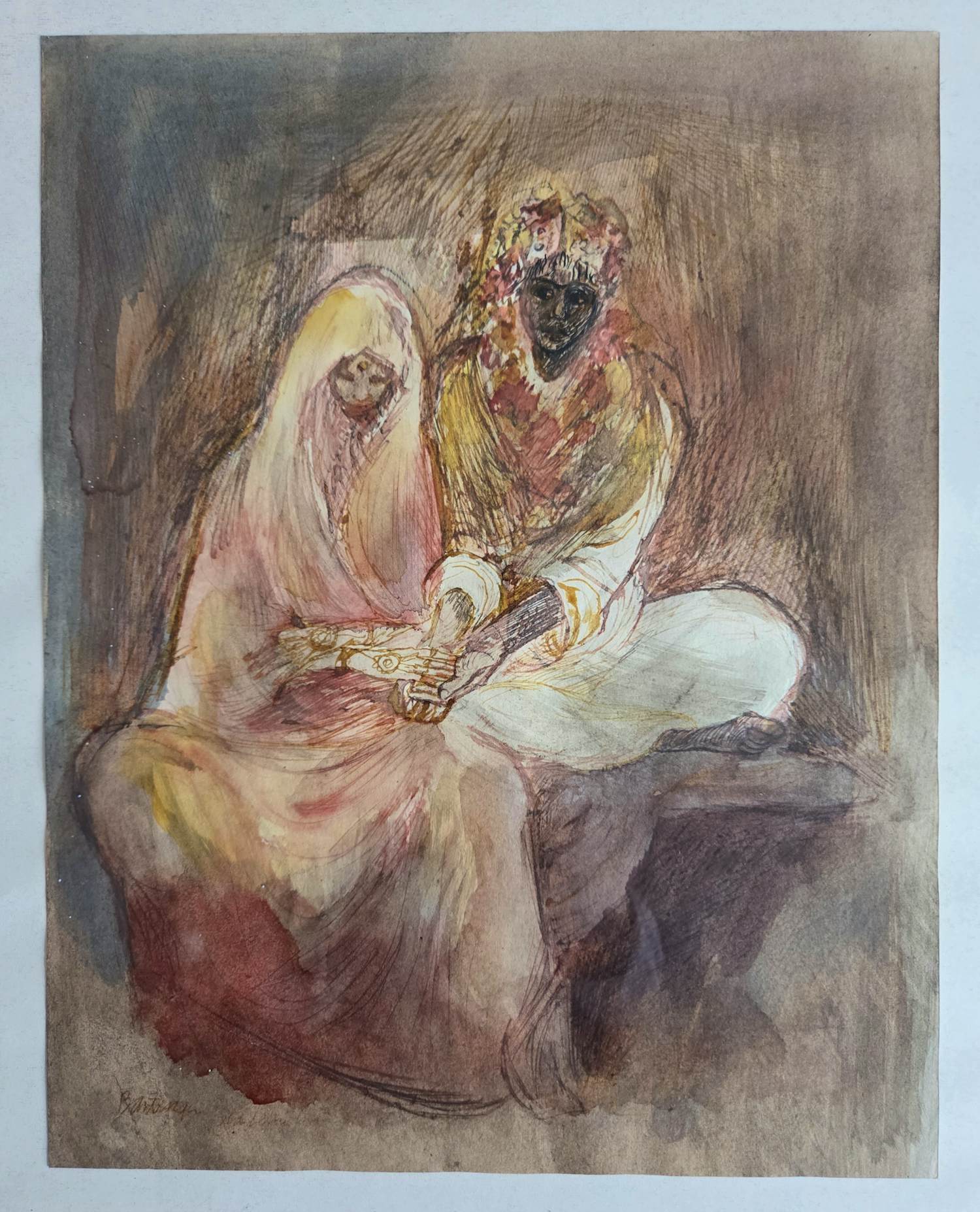 Cees Bantzinger - Echtpaar. Gemengde techniek. Noord Afrika? kopen? Bied vanaf 149!