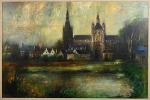 Harrie van Rosmalen - Olieverf op paneel, Sint-Jan in Den Bosch - Ingelijst (Zeer groot) kopen? Bied vanaf 1!