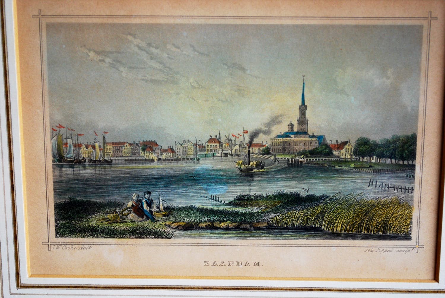 Johann Gabriel Friedrich Poppel - Zaandam: Spelende kinderen op het eiland in de Zaan verkocht voor € 30!