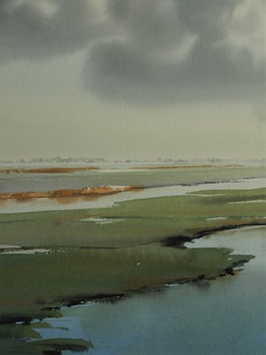 Jan Groenhart - Ingelijste aquarel , Landschap in Wormer en Jisperveld – GROOT kopen? Bied vanaf 10!