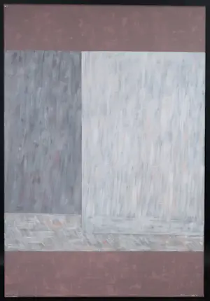 Rien Monshouwer - Acryl op doek, Geometrische compositie met roze en grijs kopen? Bied vanaf 40!