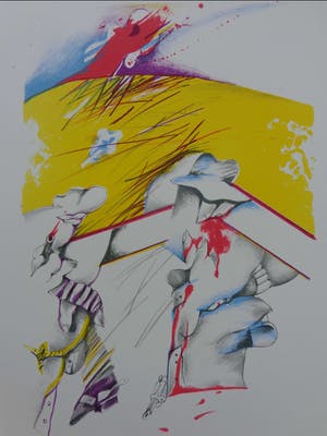 Pierre van Soest - FIGURATIE / KLEURLITHO / 66x50cm / SIG / 1972 kopen? Bied vanaf 21!