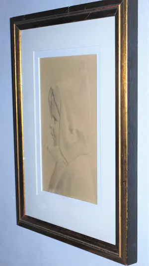 Pier Pander - Potloodtekening - portret van kind met cape kopen? Bied vanaf 200!