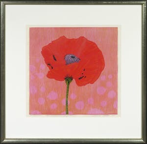 Dianne Bakker - Hout/linosnede, Papaver - Ingelijst kopen? Bied vanaf 50!