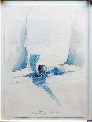 Jan Montyn - Aquarel met nieuwe lijst en museumglas verkocht voor € 365!