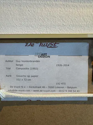 Guy Vandenbranden - Compositie (1992) - Gouache kopen? Bied vanaf 2500!