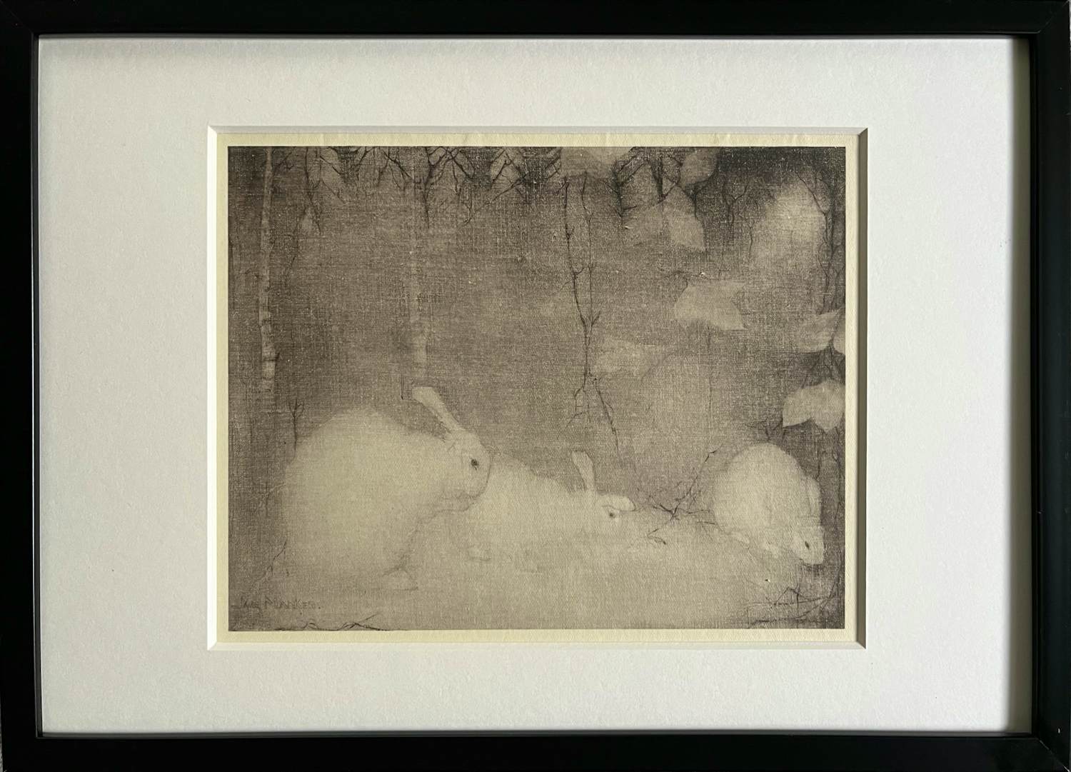 Jan Mankes - Originele Heliogravure Konijntjes in Herfstbos 1923 verkocht voor € 135!