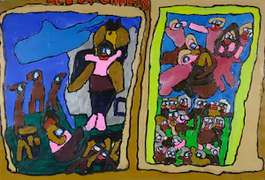 Hans Hartman - Acryl op papier, Zonder titel - Ingelijst kopen? Bied vanaf 60!