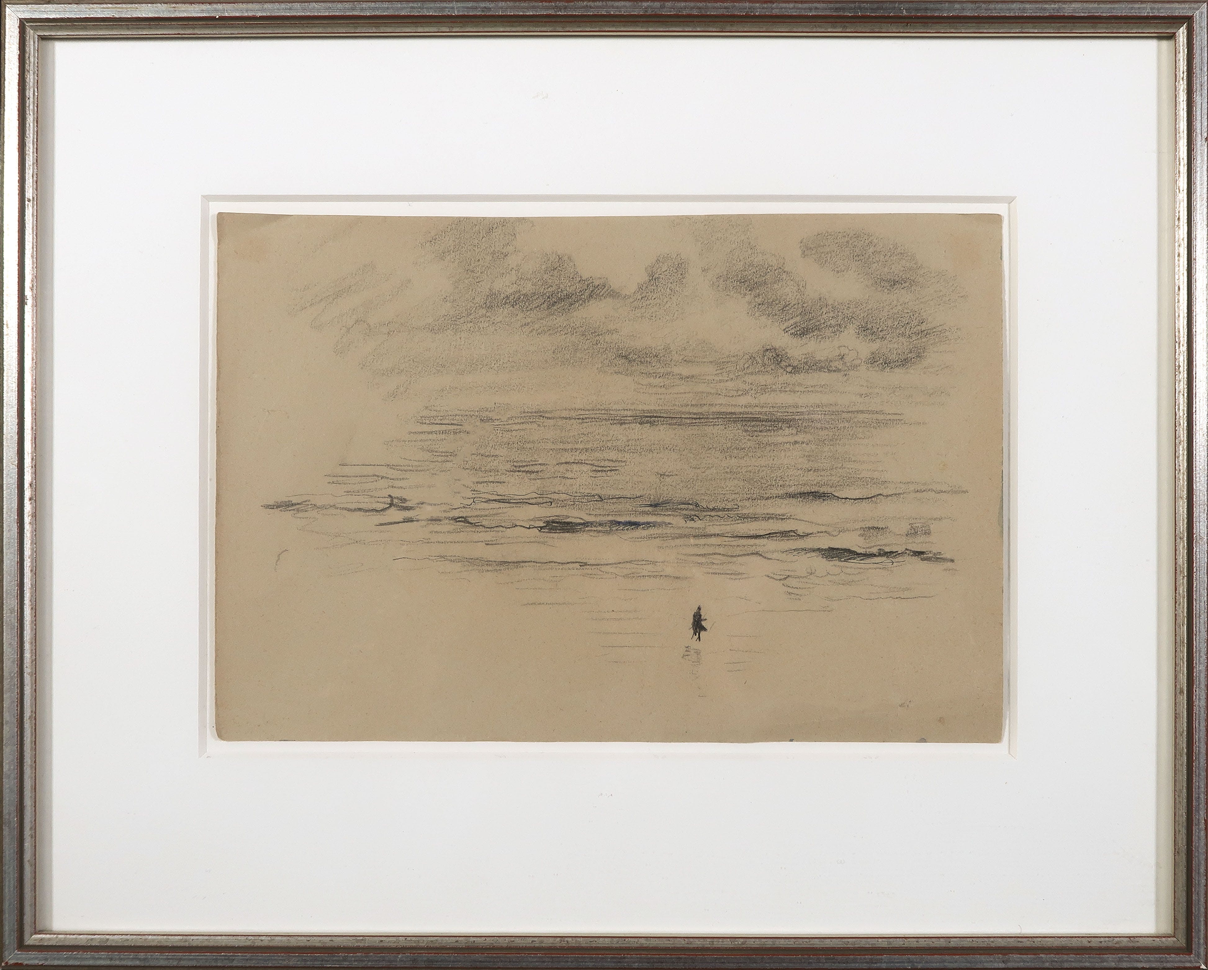 Niet of onleesbaar gesigneerd - Potloodtekening, Wandelaar - Ingelijst kopen? Bied vanaf 1!