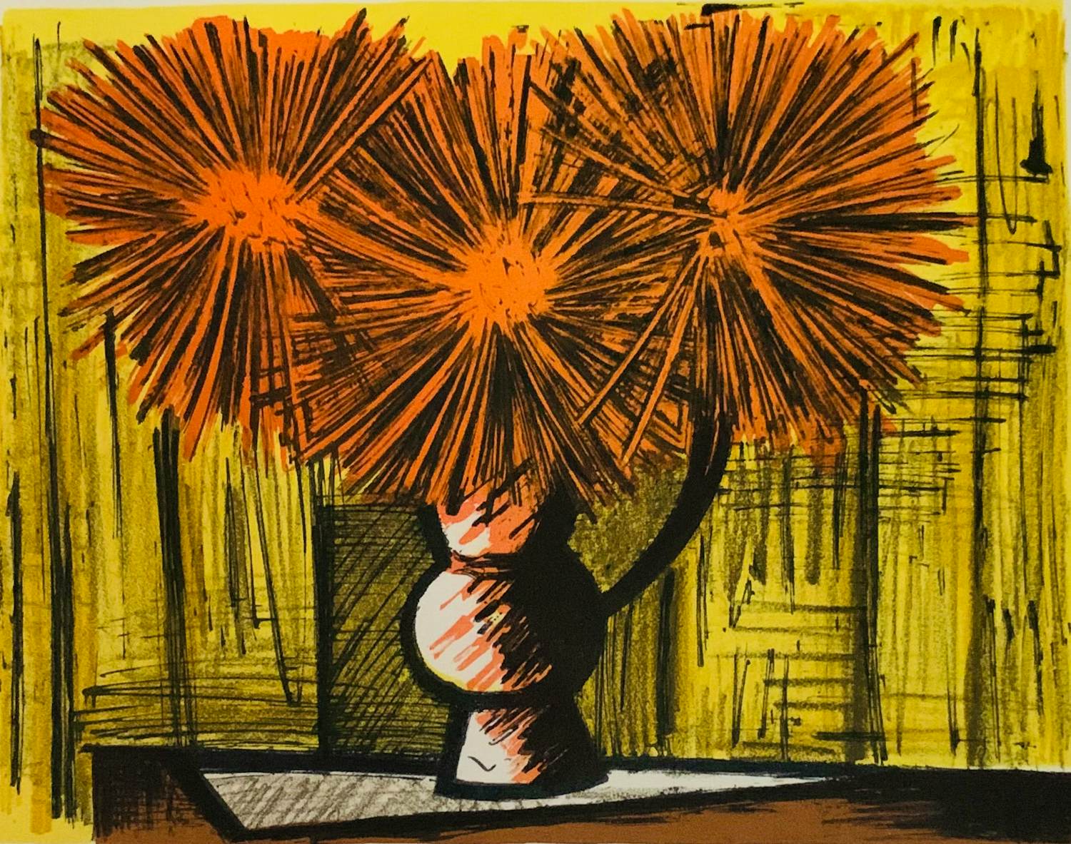 Bernard Buffet - Dahlias sur fond jaune, 1965. Lithografie. kopen? Bied vanaf 29!