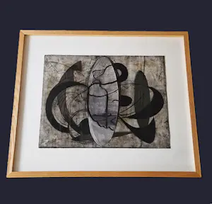 AcheterAllie van Altena - Groningen 1989 - grote gemengde techniek (houtskool, papiercollage) in lijst? Enchérissez de 77!
