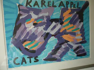 Karel Appel - Kleurenlitho HAPPY CAT, is mooi ingelijst kopen? Bied vanaf 140!