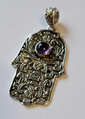 Nieuw zilveren hanger met Amethist, hand van Fatima kopen? Bied vanaf 50!