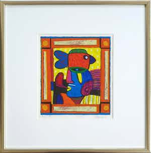 Clemens Briels - Figuren "XI" (2002) - Ingelijst verkocht voor € 95!