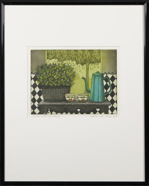 Laetitia de Haas - Ets en aquatint, Keukentafel II - Ingelijst kopen? Bied vanaf 20!