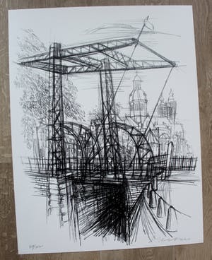 Niet of onleesbaar gesigneerd - Litho: Stadsgezicht kopen? Bied vanaf 10!