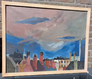 Jan Sierhuis - Amsterdams stadsgezicht, olieverf op doek (ingelijst) kopen? Bied vanaf 450!