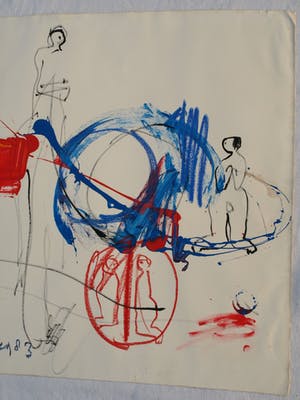 Anton Heyboer - Gemengde techniek, Groot, 78 x 107 cm , “Zonder titel” – 1983 kopen? Bied vanaf 100!