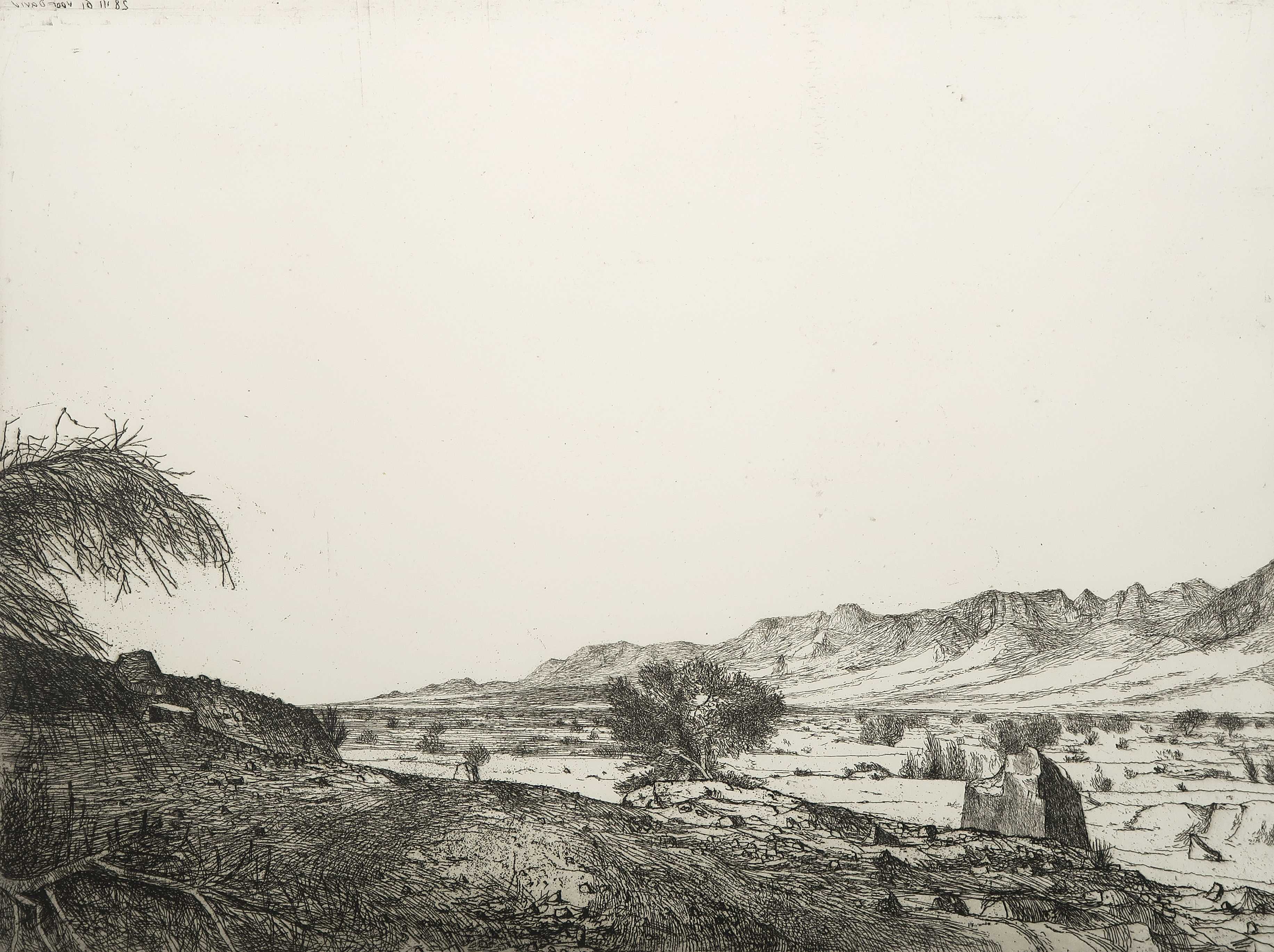 Aat Veldhoen - Ets, Landschap verkocht voor € 20!