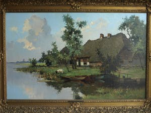 Johan Hendrik Kaemmerer - Olieverf op doek , Boerderij met geit – ingelijst , 70 x 100 cm kopen? Bied vanaf 200!
