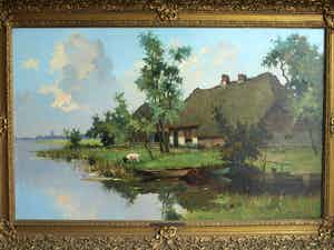 Johan Hendrik Kaemmerer - Olieverf op doek , Boerderij met geit – ingelijst , 70 x 100 cm verkocht voor € 200!