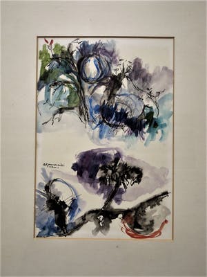 Niet of onleesbaar gesigneerd - interessante jaren 60 gesigneerde Aquarel "Almunecan" kopen? Bied vanaf 10!