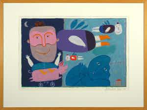 Wouter Stips - Zeefdruk, Sweet dreams - Ingelijst verkocht voor € 35!