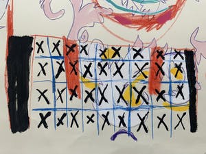 Bert Vredegoor - gemengde techniek op papier - 'King Crimsons castle' - 1984 (UNIEK WERK) kopen? Bied vanaf 1!