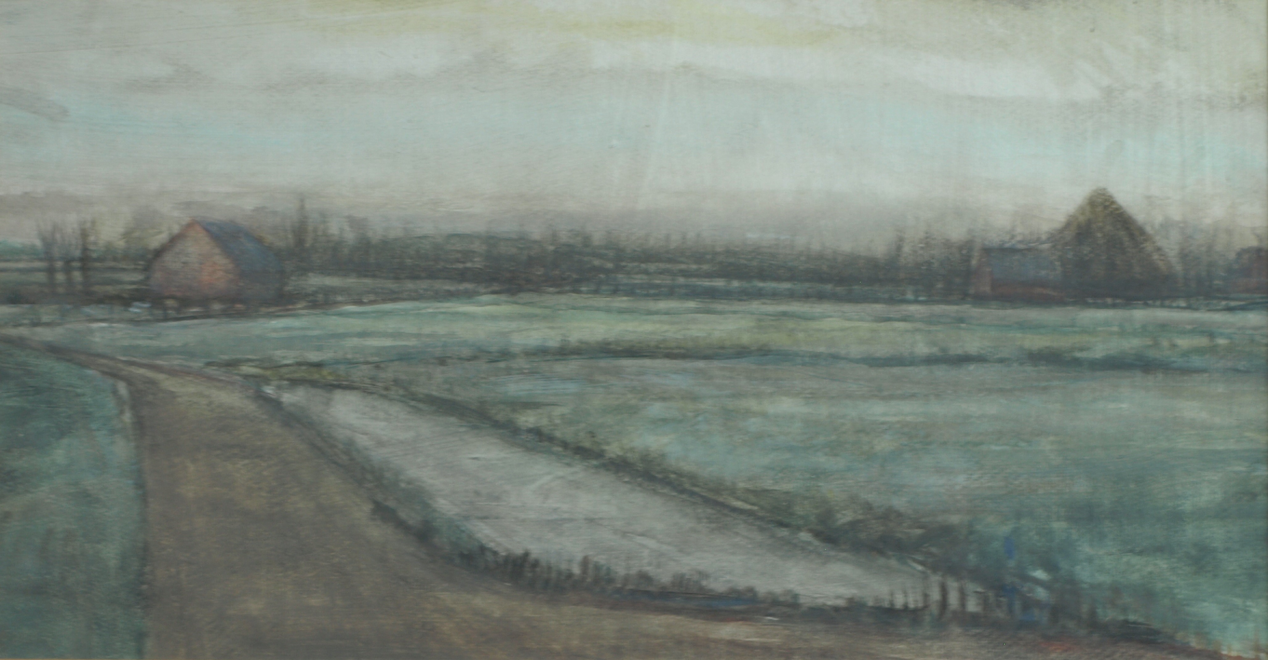 Henk Rijzinga - Aquarel , Winterlandschap – ingelijst – ca 1975  kopen? Bied vanaf 1!