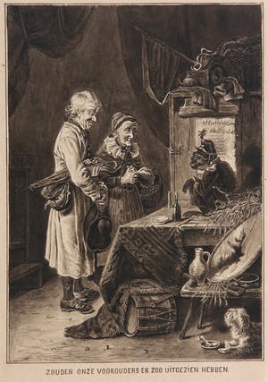Eberhard Stammel - (naar) - Inktekening, Apentheater/Zouden onze voorouders er zoo uitgezien hebben kopen? Bied vanaf 125!
