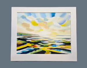 Eddy Sikma - Grote expressionistische gouache "zomeravond Waddenzee" - gesigneerd kopen? Bied vanaf 72!
