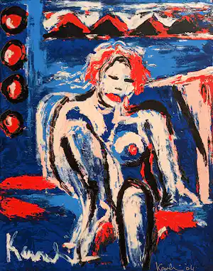 Jacob Kanbier - Zeefdruk: 'Naakt in blauw' (2004) verkauft für € 35!