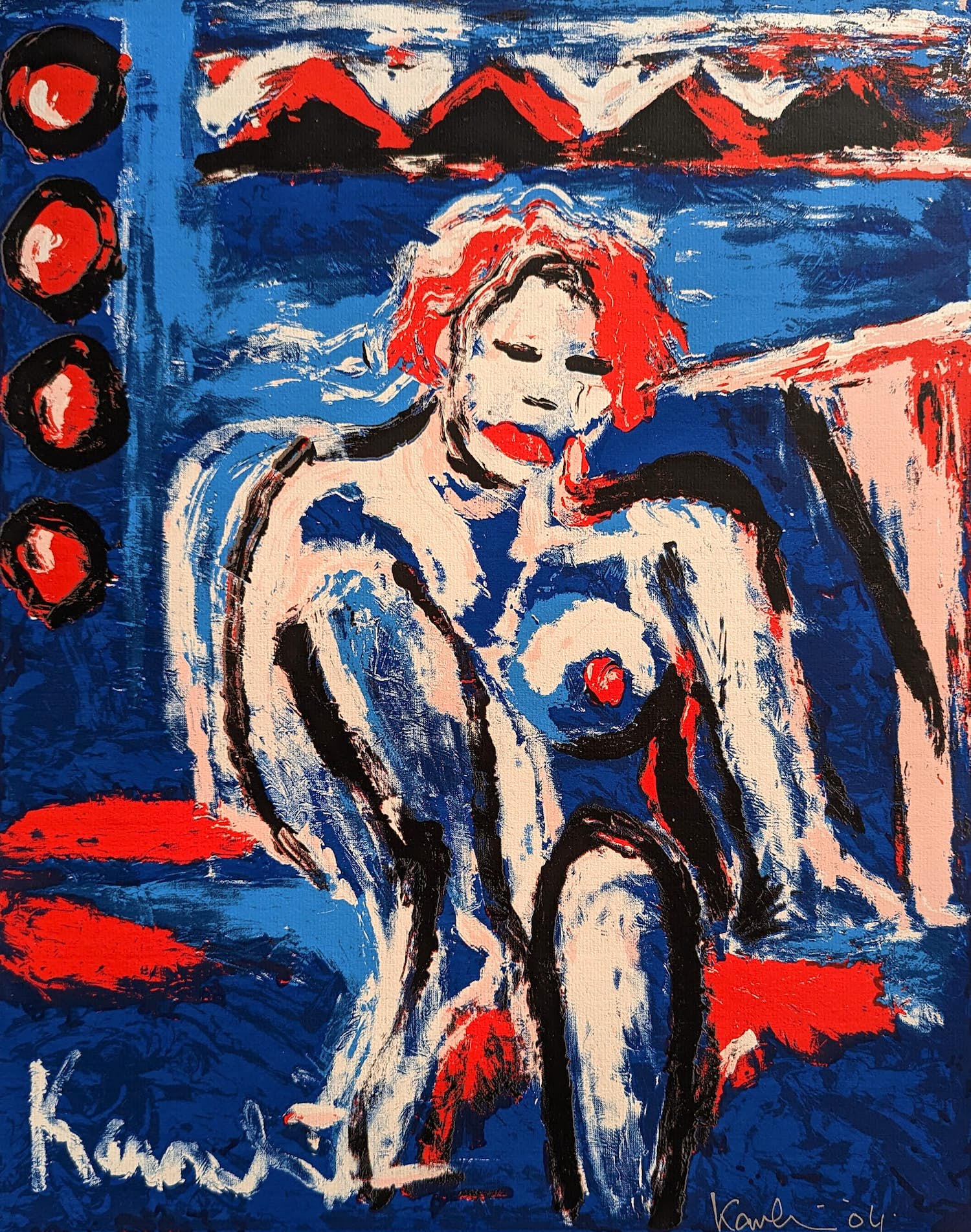 Jacob Kanbier - Zeefdruk: 'Naakt in blauw' (2004) verkocht voor € 35!