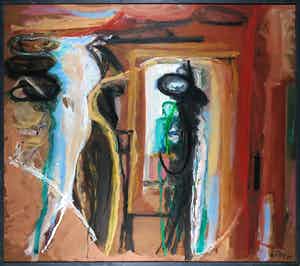 Han Sterk - Olieverf op paneel, Z.T. Abstracte compositie - Ingelijst (Zeer groot) verkocht voor € 100!