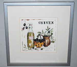 Alie Kruse-Kolk - Olijven - zeefdruk - mooi ingelijst kopen? Bied vanaf 50!