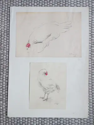 Alexander Gerhardus Dieperink - Twee kippen - Tekeningen kopen? Bied vanaf 48!
