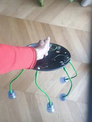 Borek Sipek - Plafonniere - 8 armig groen metaal met blauwe glaasjes kopen? Bied vanaf 125!