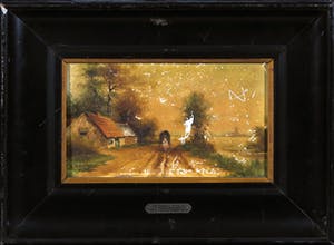 Niet of onleesbaar gesigneerd - Gouache op glas, Zonder titel - Ingelijst kopen? Bied vanaf 1!